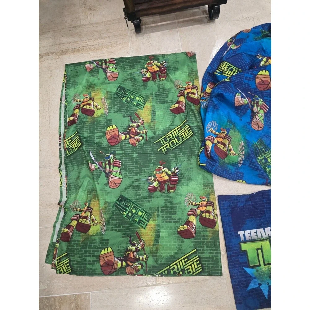 TMNT 3pc Bedding Turtle Power Twin‎ Flat Fitted 1 Pillowcase Polyester Kids Room